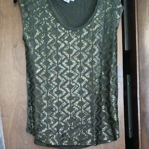 Liz Claiborne Olive Green Sleeveless Blouse, Size S.